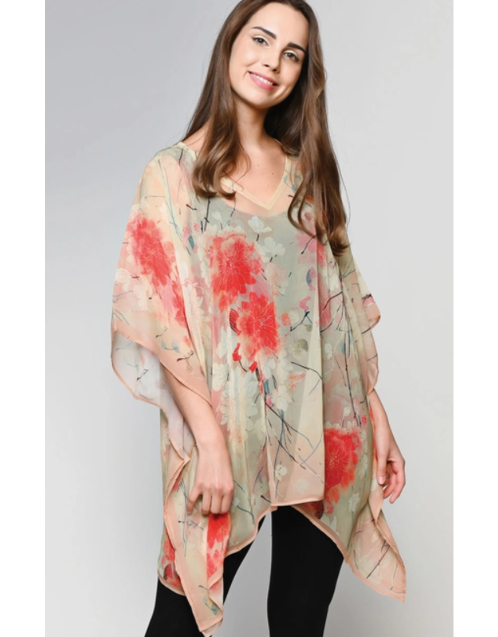 India Kumari Tunic - Ivory & Coral, India