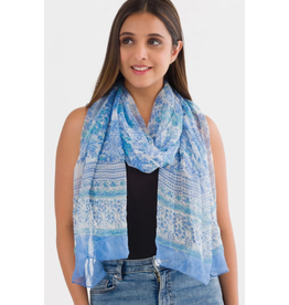 India Sheela Chiffon Scarf - Light Blue, India