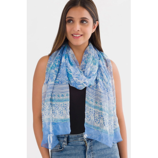 India Sheela Chiffon Scarf - Light Blue