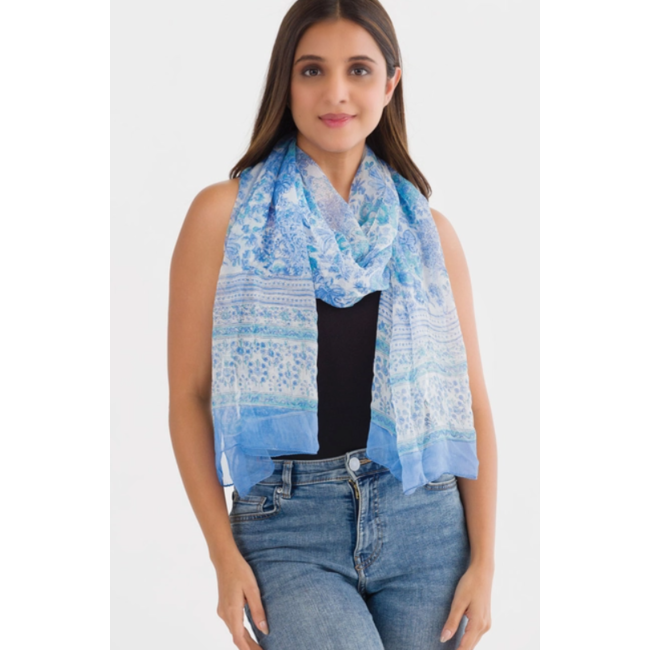 Sheela Chiffon Scarf - Light Blue
