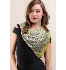 India Sheela Chiffon Scarf - Olive Green, India