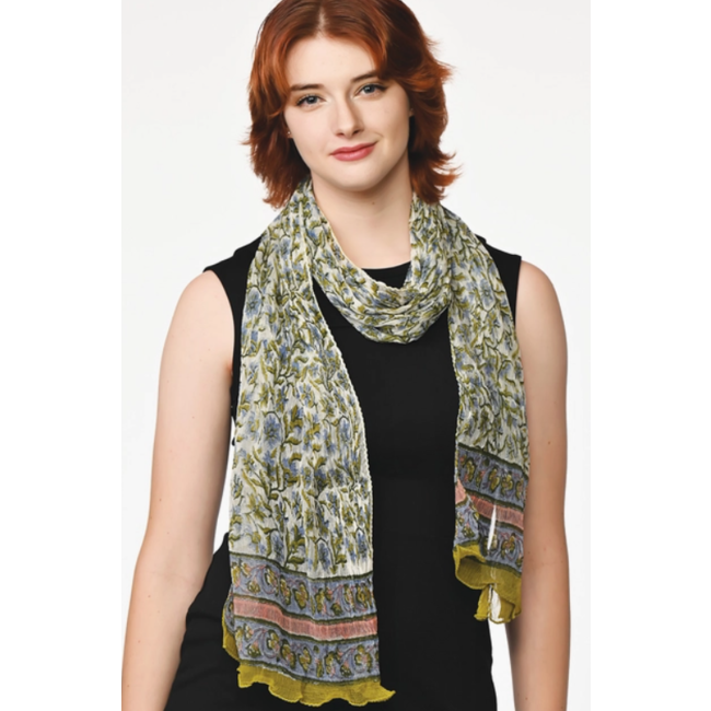 Sheela Chiffon Scarf - Olive Green