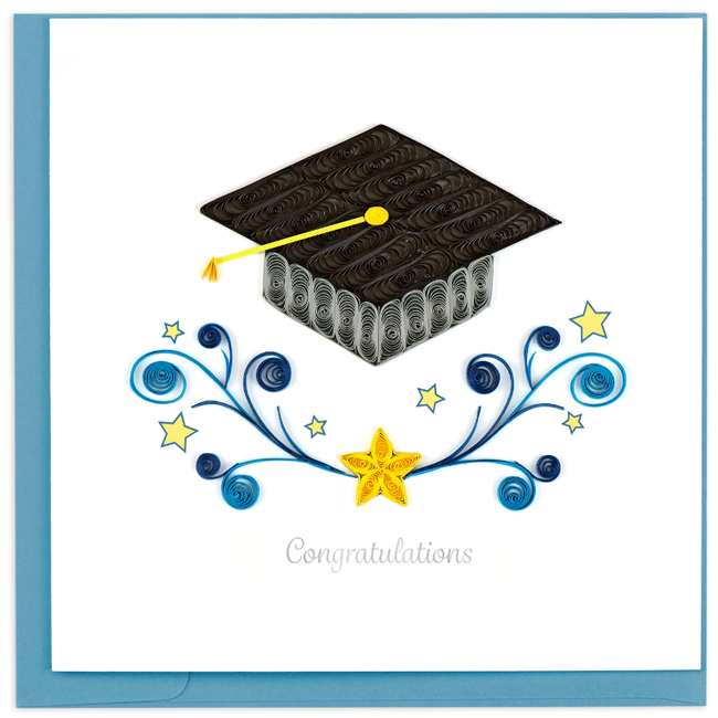 Quilled Card - Graduation Cap w/ Stars