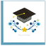 Vietnam Quilled Card - Graduation Cap w/ Stars