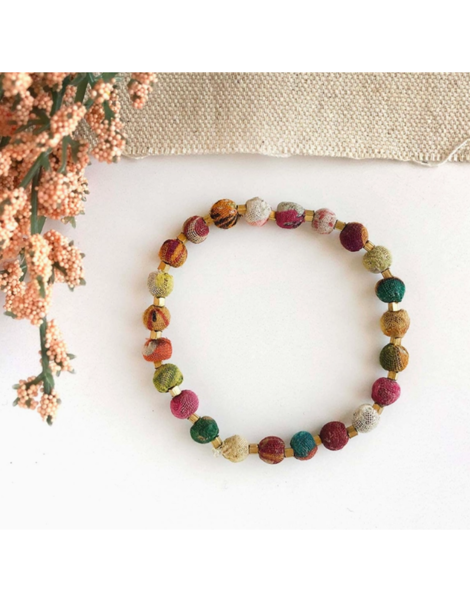 India Upcycled Sari Dotted Bracelet, India