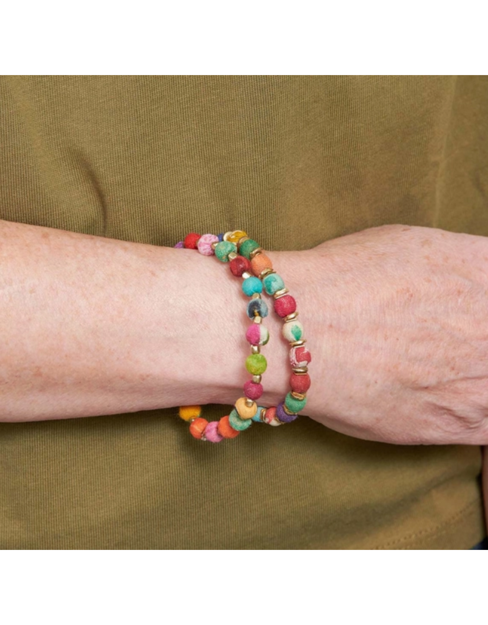 India Upcycled Sari Dotted Bracelet, India