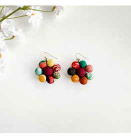 India Upcycled Sari Blooming Posy Earrings, India
