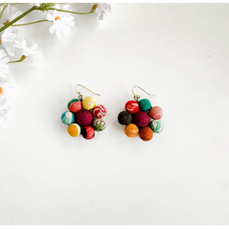India Upcycled Sari Blooming Posy Earrings