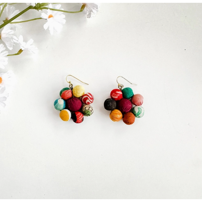 Upcycled Sari Blooming Posy Earrings