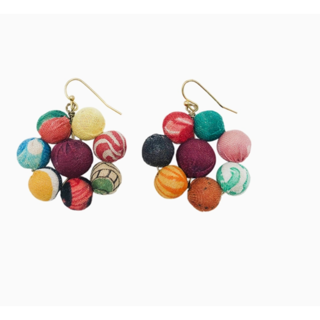 Upcycled Sari Blooming Posy Earrings
