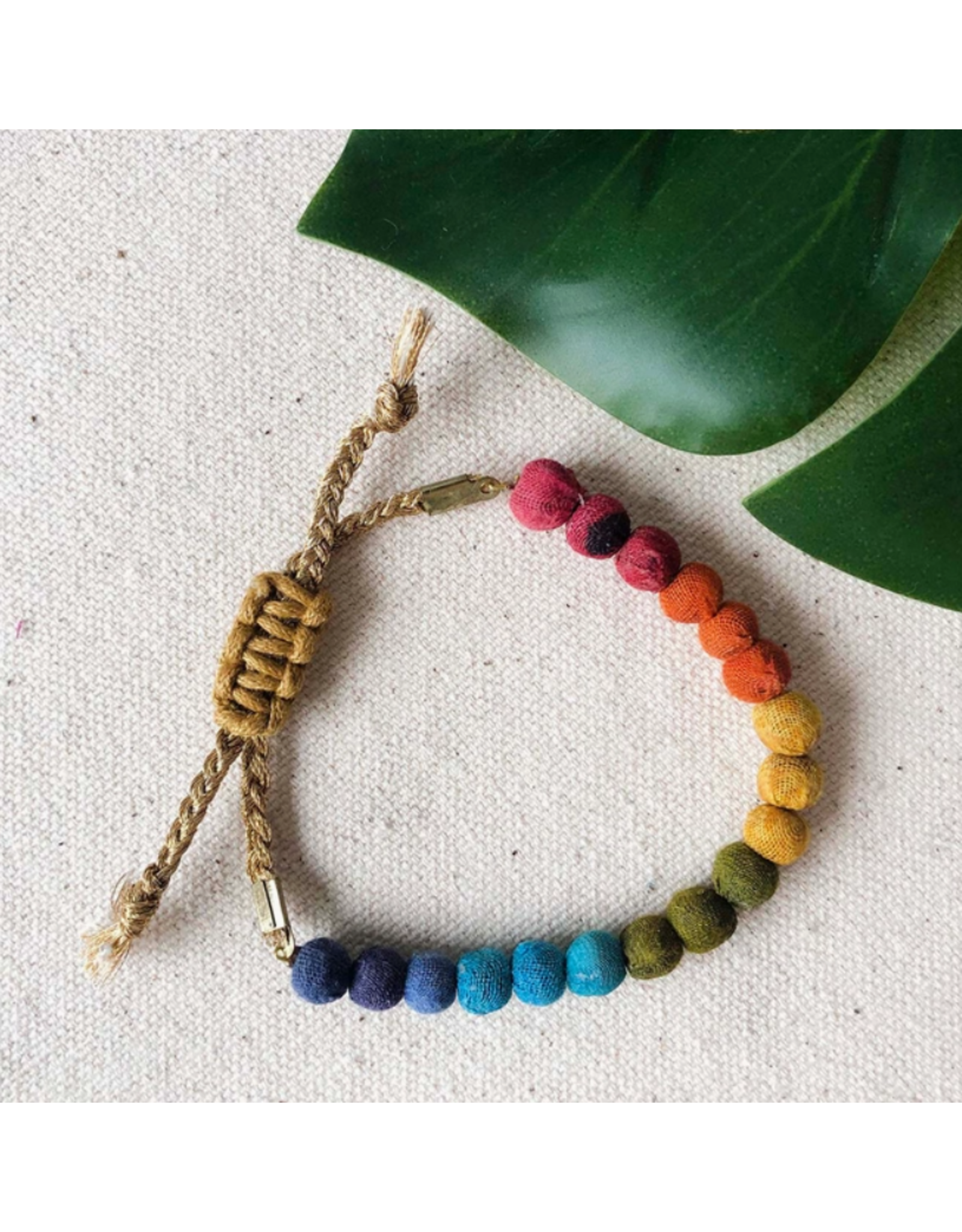 India Upcycled Sari Rainbow Slide Bracelet, India