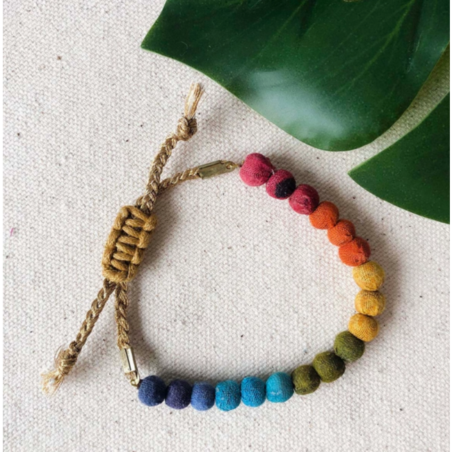 Upcycled Sari Rainbow Slide Bracelet