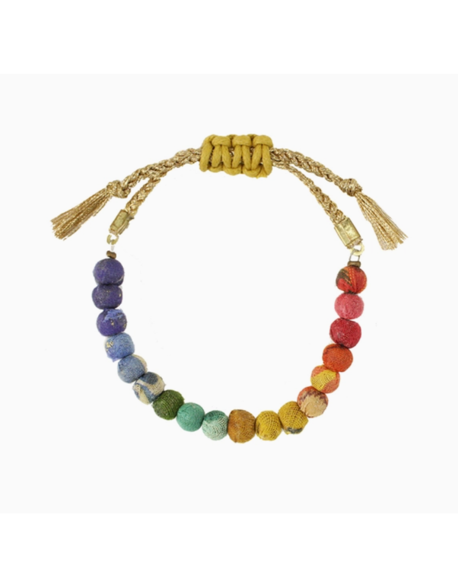 India Upcycled Sari Rainbow Slide Bracelet, India