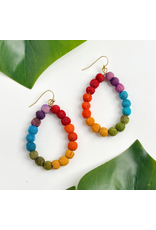 India Upcycled Sari Rainbow Teardrop Earrings, India