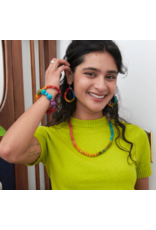 India Upcycled Sari Rainbow Teardrop Earrings, India
