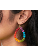 India Upcycled Sari Rainbow Teardrop Earrings, India