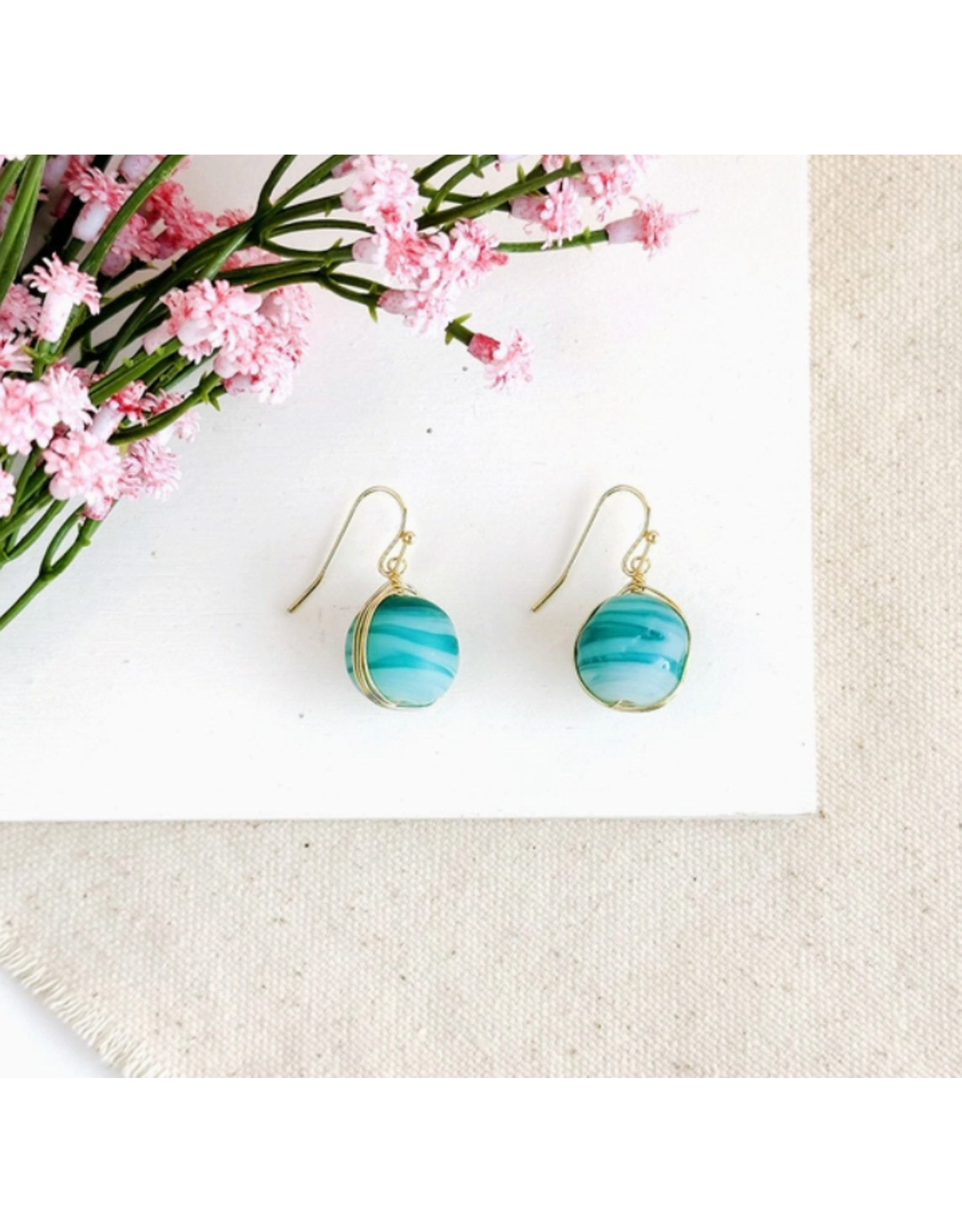 India Marbled Glass Drop Earrings, India