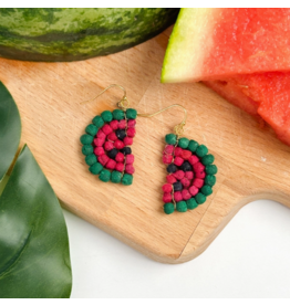 India Upcycled Sari Watermelon Earrings, India