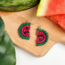 India Earrings  - Upcycled Sari Watermelon