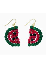 India Upcycled Sari Watermelon Earrings, India
