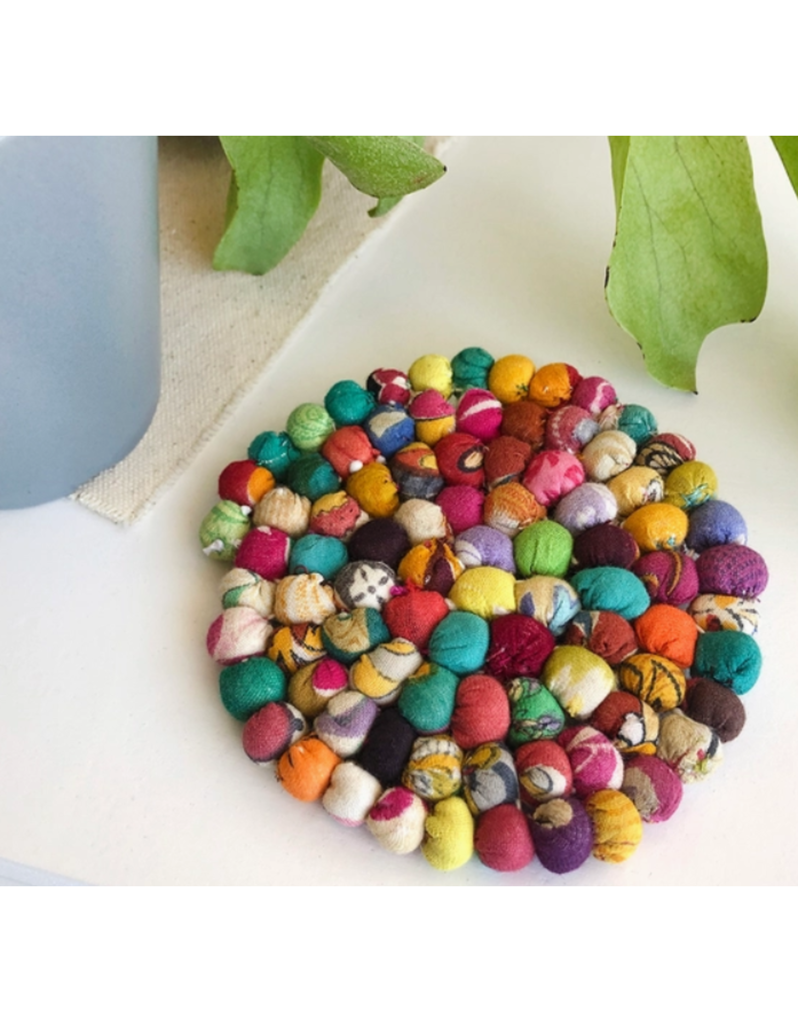 India Upcycled Sari Home Circle Coaster, India
