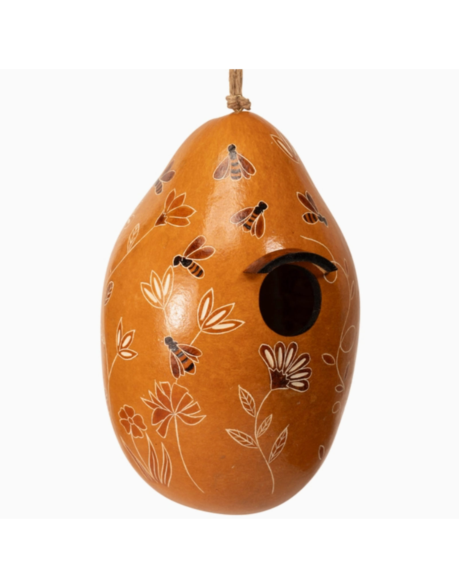 Peru Bee & Wild Flowers Gourd Birdhouse, Peru