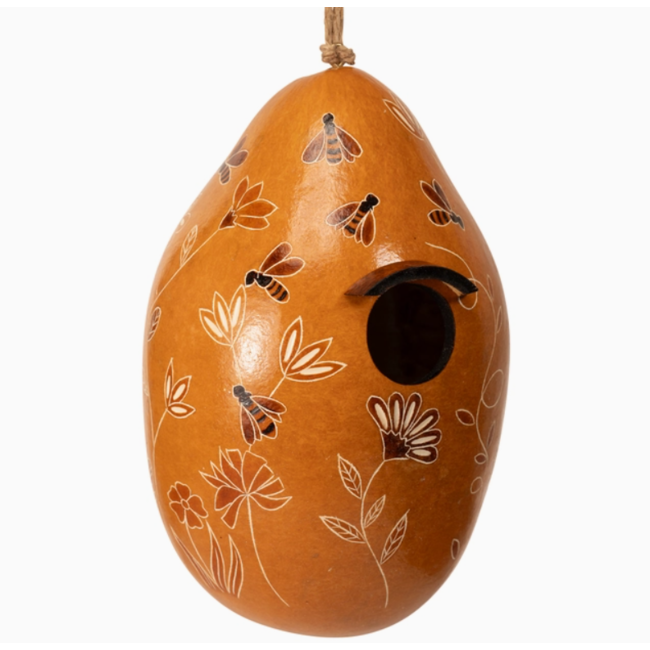 Bee & Wild Flowers Gourd Birdhouse