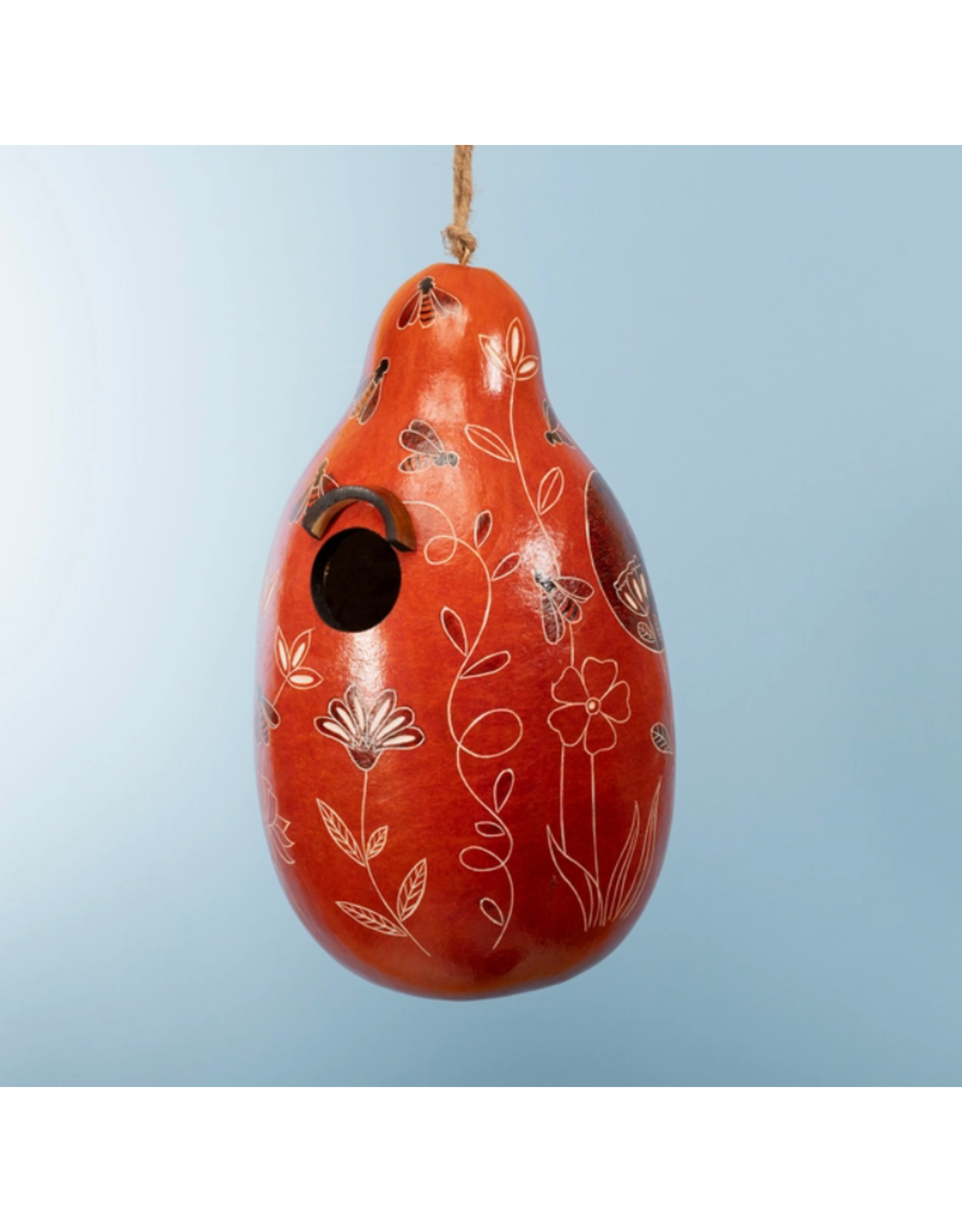 Peru Bee & Wild Flowers Gourd Birdhouse, Peru