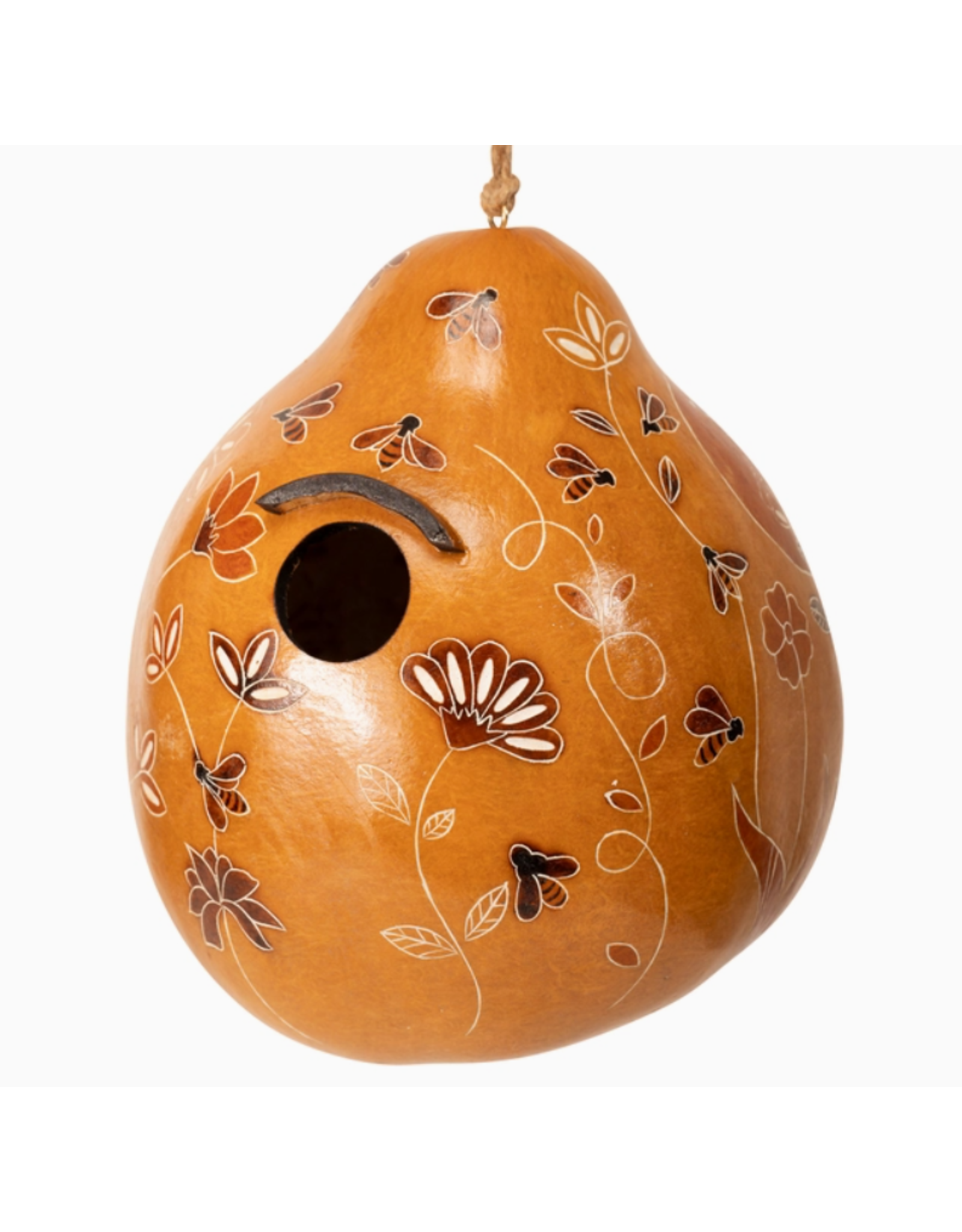Peru Bee & Wild Flowers Gourd Birdhouse, Peru