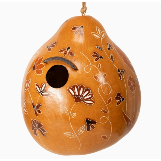 Bee & Wild Flowers Gourd Birdhouse