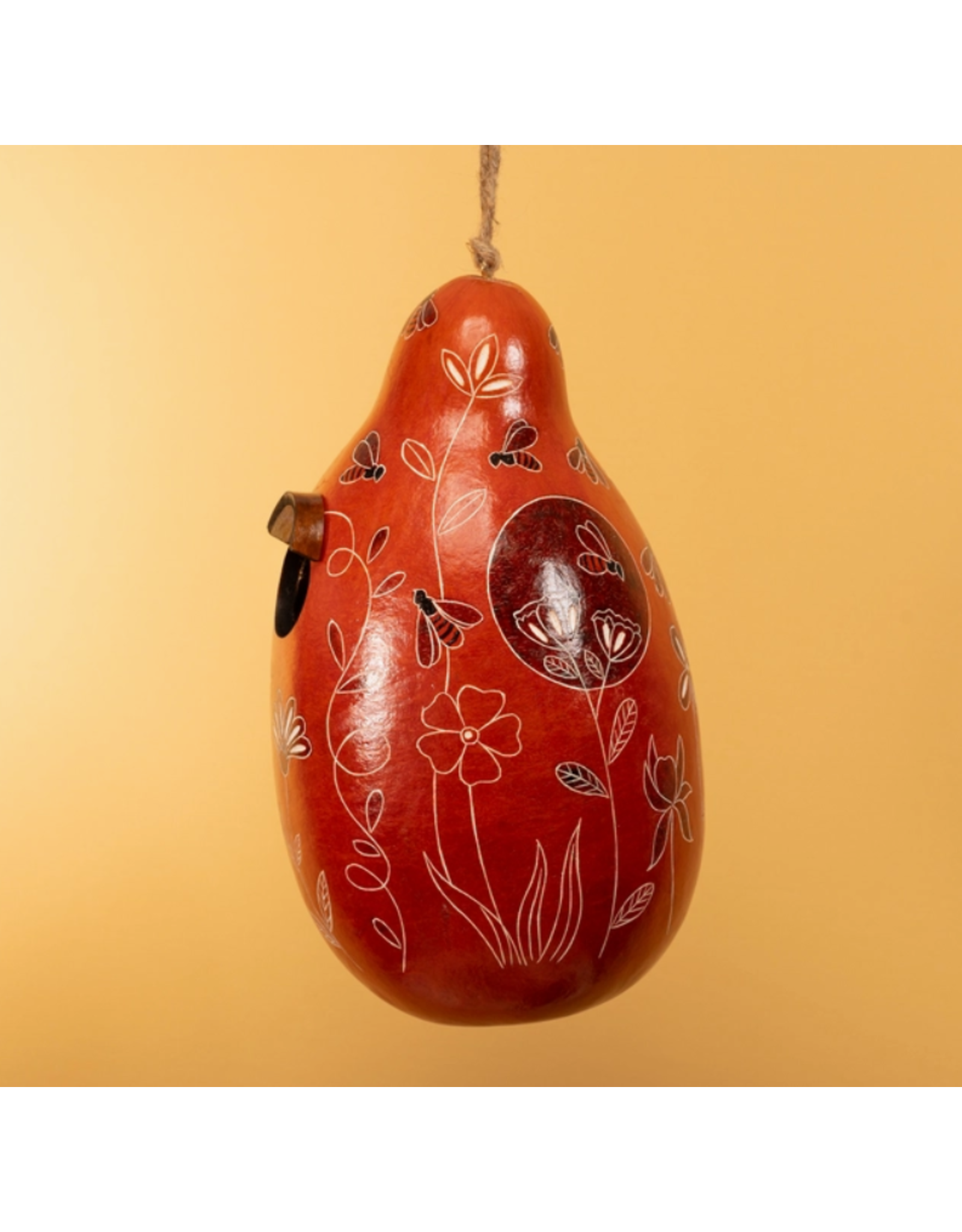 Peru Bee & Wild Flowers Gourd Birdhouse, Peru