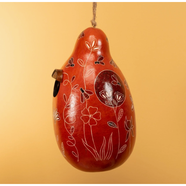 Bee & Wild Flowers Gourd Birdhouse