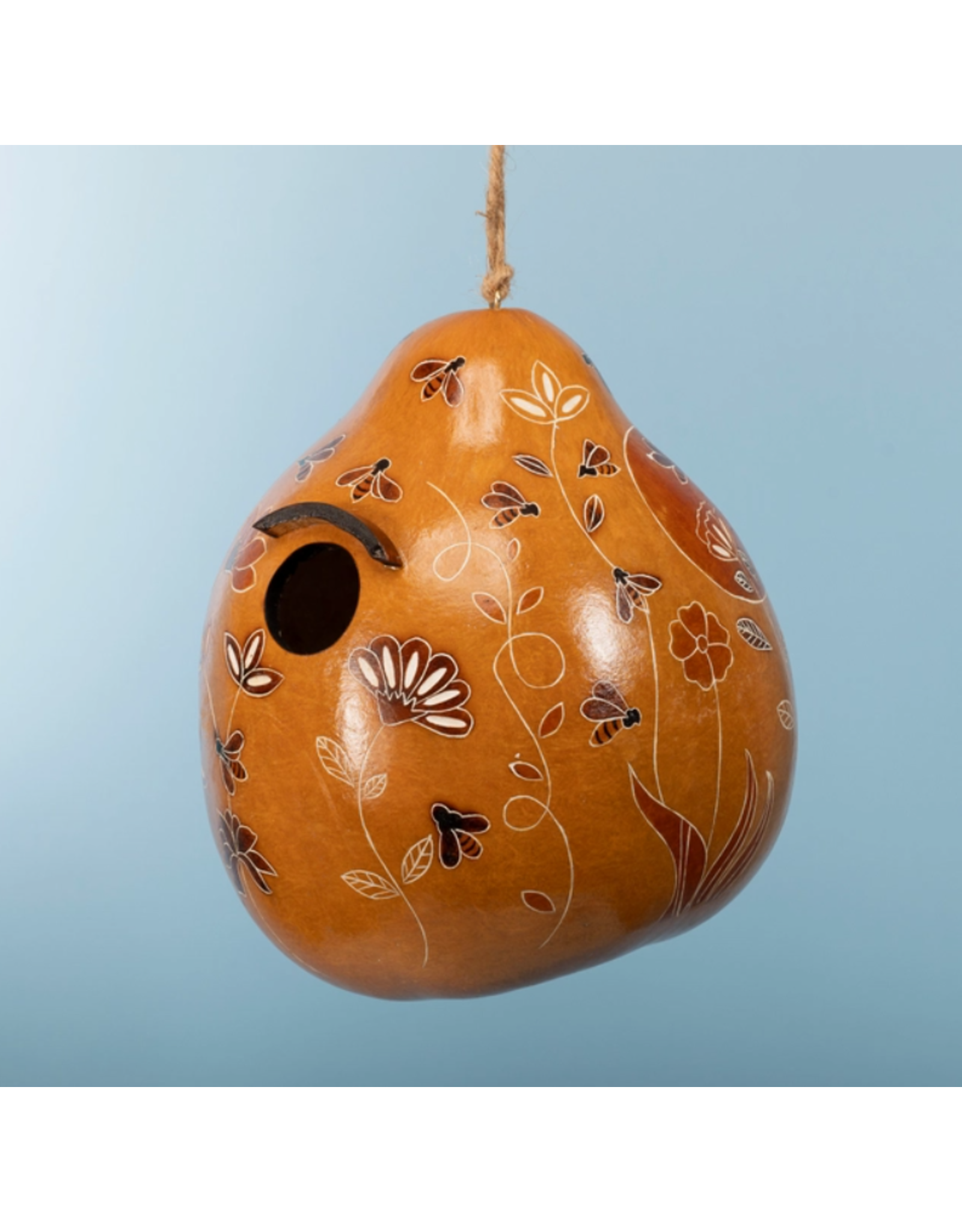Peru Bee & Wild Flowers Gourd Birdhouse, Peru