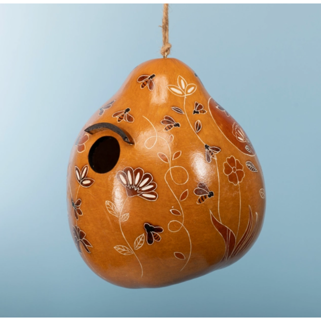 Bee & Wild Flowers Gourd Birdhouse