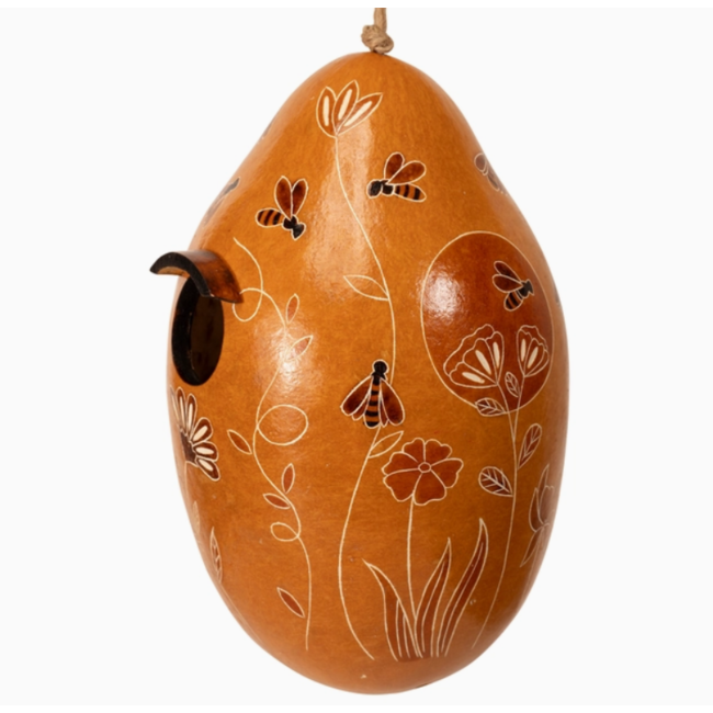 Bee & Wild Flowers Gourd Birdhouse