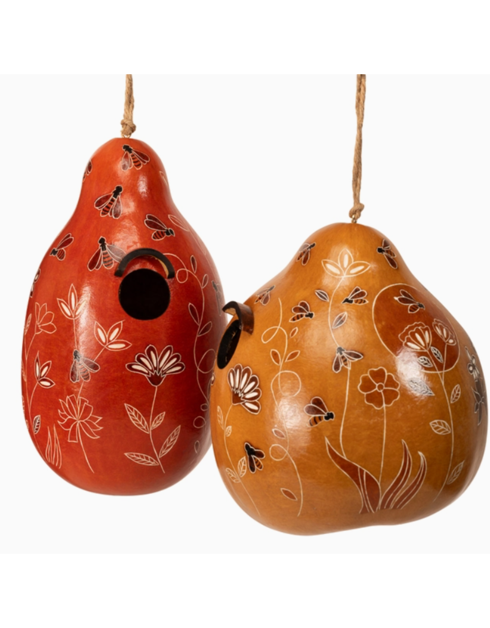 Peru Bee & Wild Flowers Gourd Birdhouse, Peru