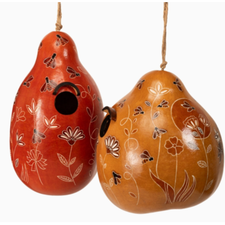 Peru Bee & Wild Flowers Gourd Birdhouse
