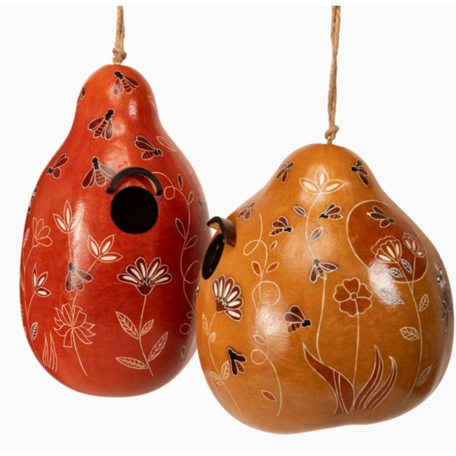 Bee & Wild Flowers Gourd Birdhouse