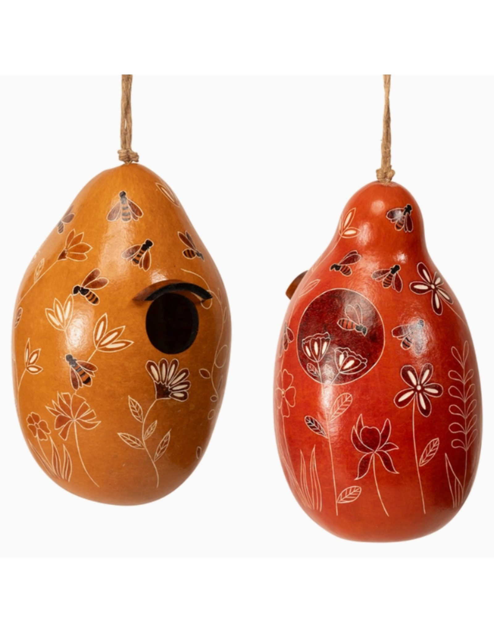 Peru Bee & Wild Flowers Gourd Birdhouse, Peru