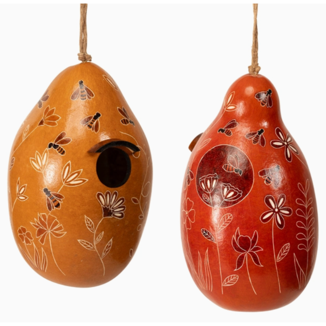 Bee & Wild Flowers Gourd Birdhouse
