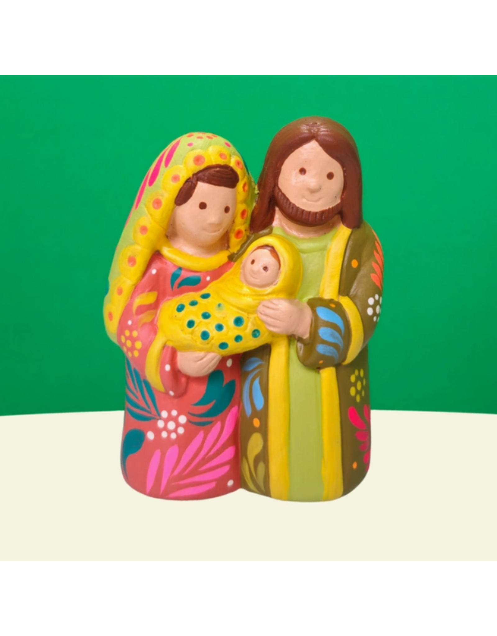 Peru Coral & Lime Holy Family Nativity, Peru