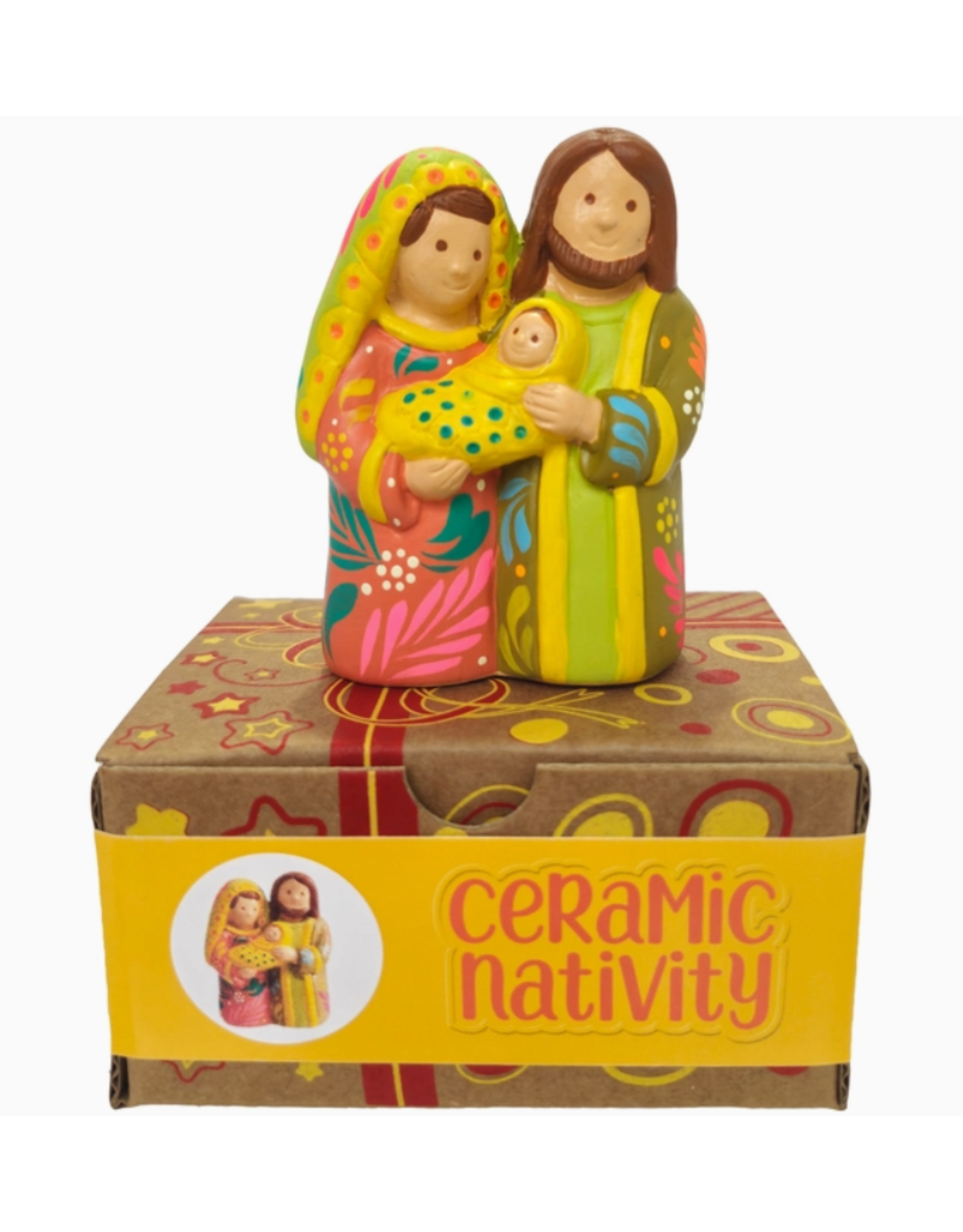 Peru Coral & Lime Holy Family Nativity, Peru