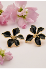 China Midnight Black Bloom Earrings, China