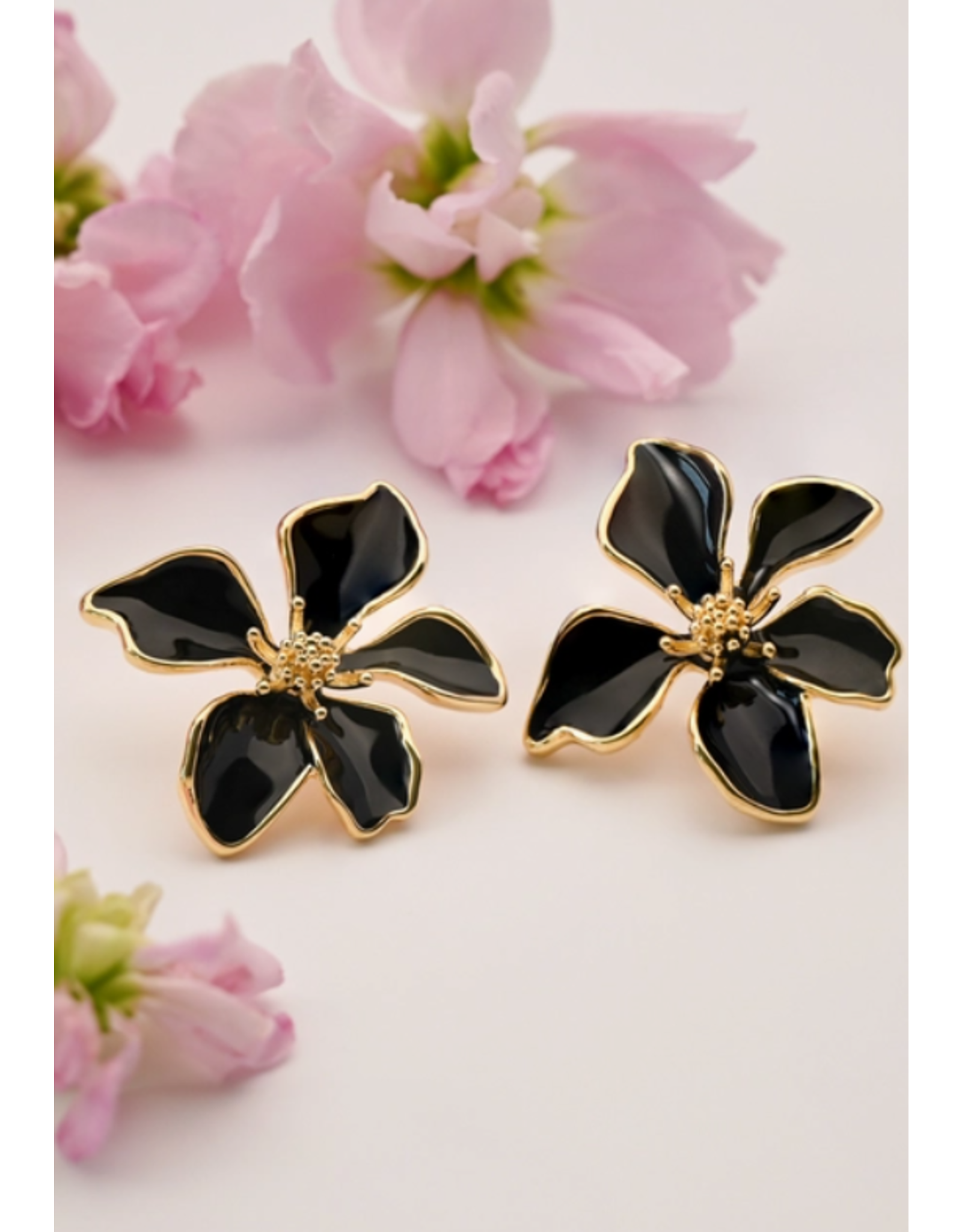 China Midnight Black Bloom Earrings, China