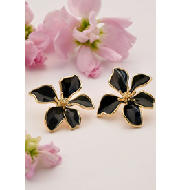 China Midnight Black Bloom Earrings, China