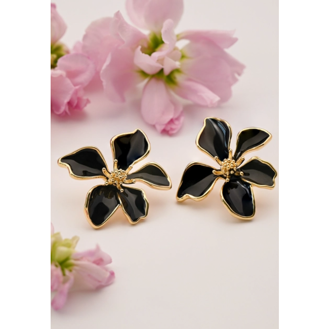 Midnight Black Bloom Earrings