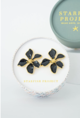 China Midnight Black Bloom Earrings, China