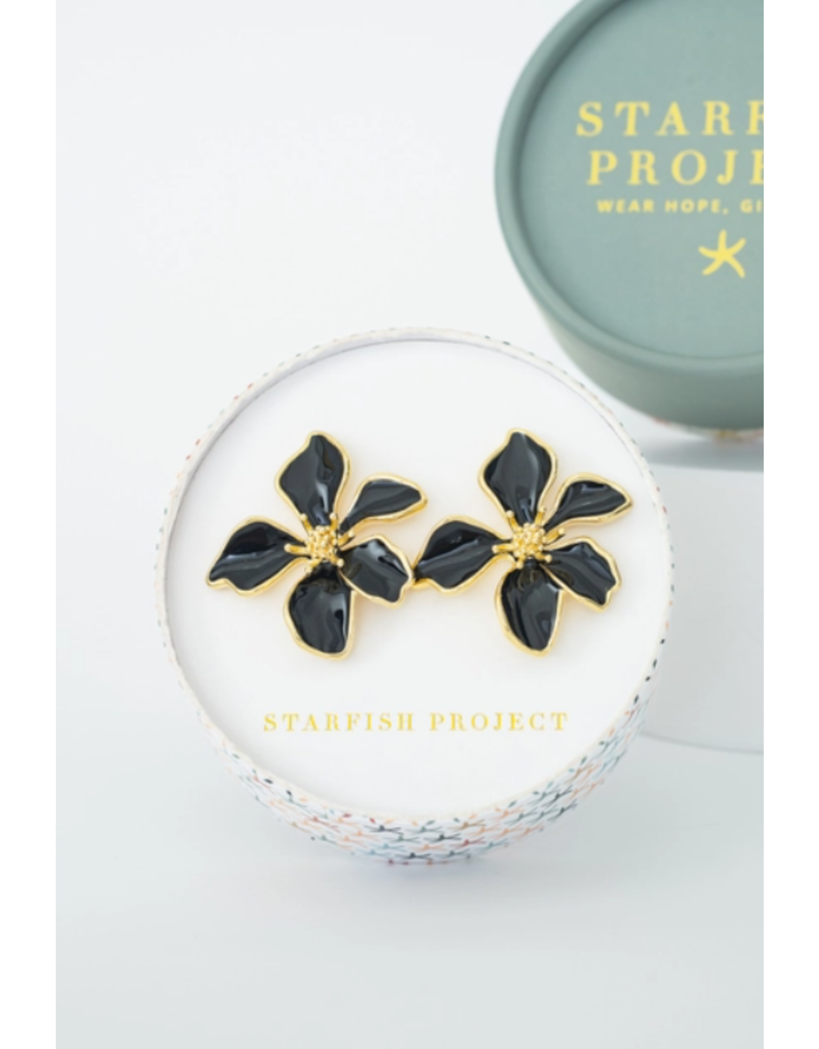 China Midnight Black Bloom Earrings, China