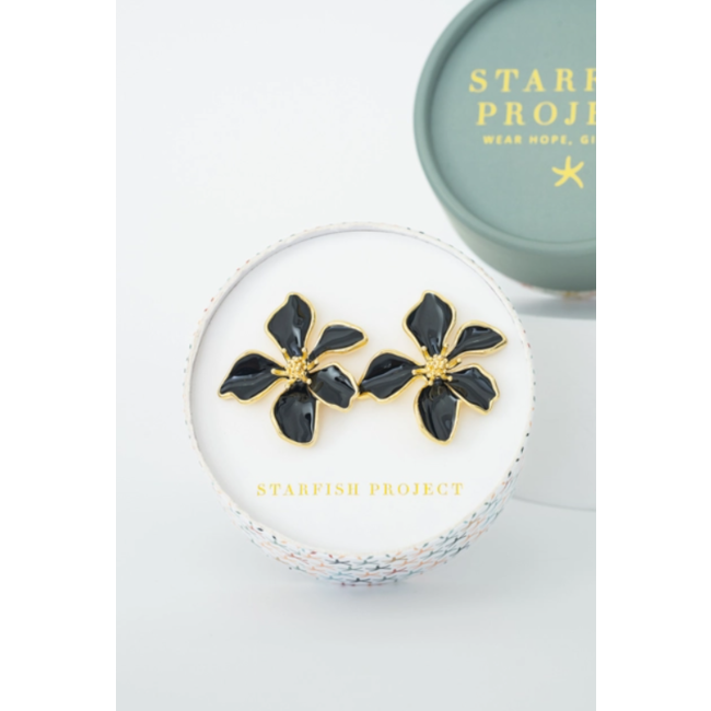CLEARANCE Earrings  - Midnight Black Bloom