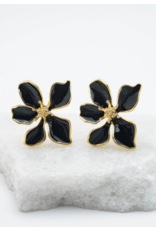 China Midnight Black Bloom Earrings, China